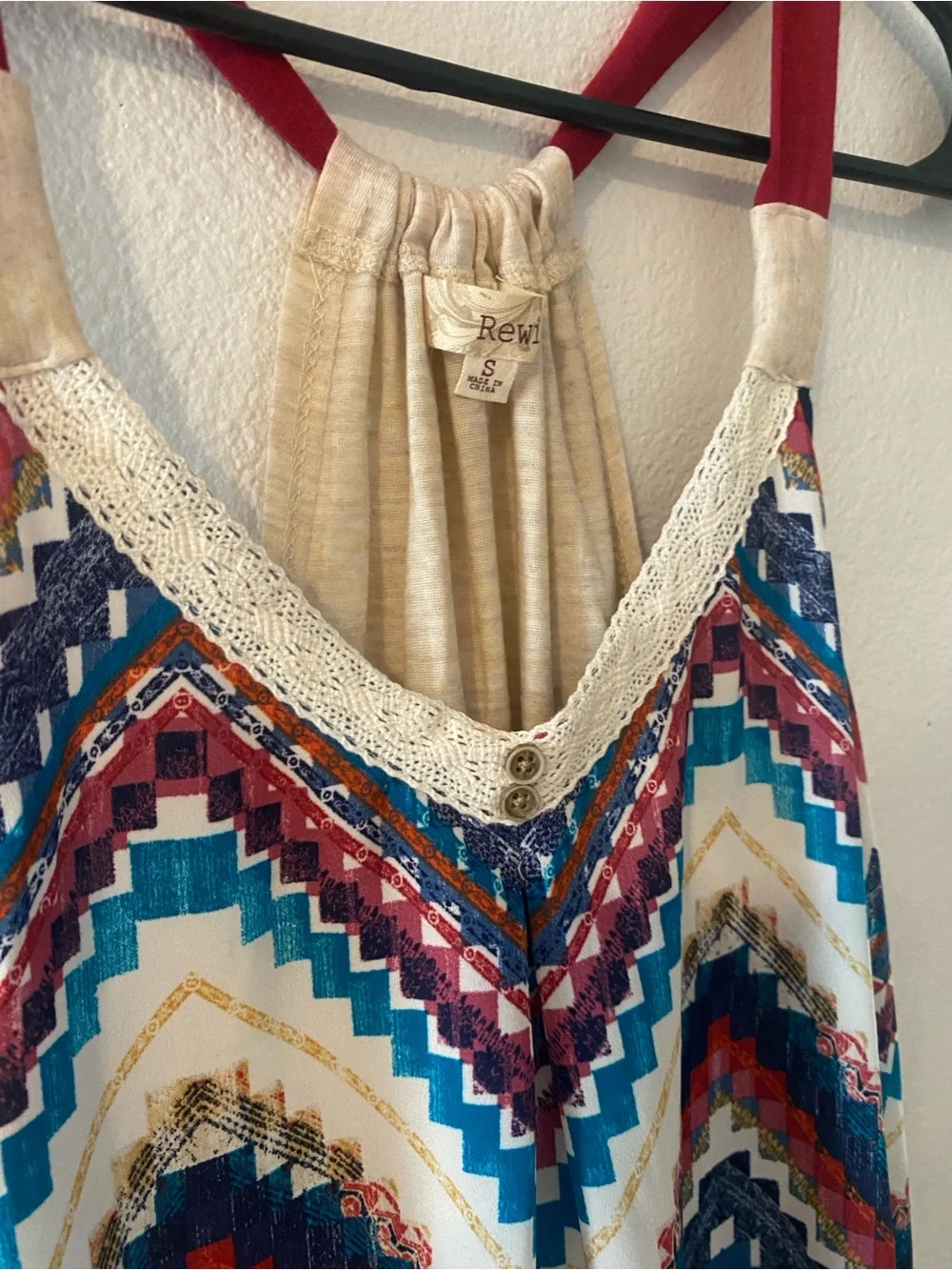 Rewind Boho Chevron Print Halter Tank Top